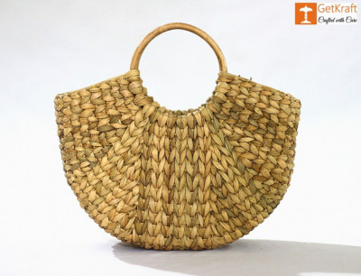 Natural Straw Hand (U) Bag(#1105)-gallery-0