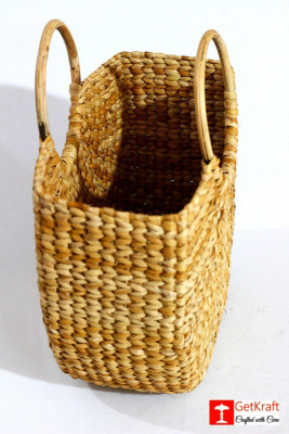 Natural Straw Kauna Hand (U) Bag(#1109)-gallery-2