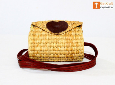 Natural Straw Cylindrical Barrel Bag With long Leather Belt(#1111)-gallery-1