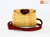 Natural Straw Cylindrical Barrel Bag With long Leather Belt(#1111)-thumb-1