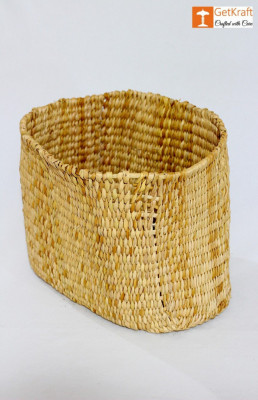 Natural Straw Kauna Large Basket(#1112)-gallery-1