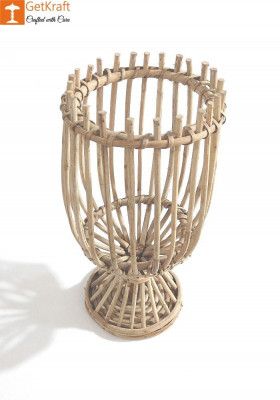 Cane Rattan Lantern Candle Holder (Large)(#1125)-gallery-1