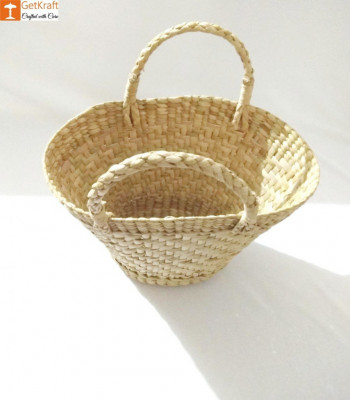 Natural Straw Kauna V Shaped Bag(#1127)-gallery-1