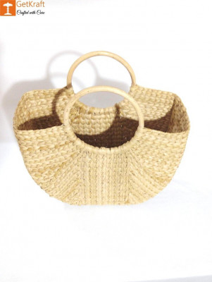 Natural Straw Kauna (U) Hand Bag(#1128)-gallery-3