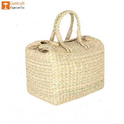 Natural Straw Kauna Grass Picnic Basket(#1144)-gallery-0