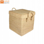 Natural Straw Kauna Grass Laundry Basket with Handle(#1146) - Getkraft.com