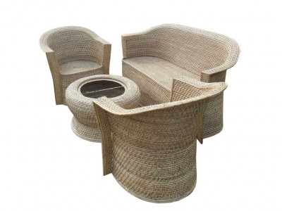 Eco-friendly Stylish Cane Sofa Set Designer Home Decor Set(#137)-gallery-1