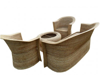 Eco-friendly Stylish Cane Sofa Set Designer Home Decor Set(#137)-gallery-2