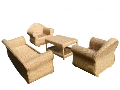 3-Seater Cane Sofa Set with Table(#141)-gallery-1