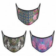 3 Layer Printed Protective Face Mask - Pack of 3 (Green-Grey Brown-Lotus)(#1612) - Getkraft.com