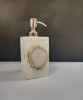 Unique Handicrafts Agate Stone Liquid Dispenser Hand wash soapShampooLotion Dispenser for Designer Bathroom Home Decor 3x3x5 inch (White with White Agate Stone)(#1618)-thumb-0