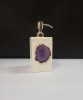 Unique Handicrafts Agate Stone Liquid Dispenser Hand wash soapShampooLotion Dispenser for Designer Bathroom Home Decor 3x3x5 inch (White with purple Agate Stone)(#1621)-thumb-1