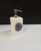 Unique Handicrafts Agate Stone Liquid Dispenser Hand wash soapShampooLotion Dispenser for Designer Bathroom Home Decor 3x3x5 inch (White with purple Agate Stone)(#1621)-thumb-2