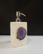 Unique Handicrafts Agate Stone Liquid Dispenser Hand wash soapShampooLotion Dispenser for Designer Bathroom Home Decor 3x3x5 inch (White with purple Agate Stone)(#1621) - Getkraft.com