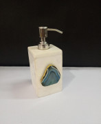 Unique Handicrafts Agate Stone Liquid Dispenser Hand wash soapShampooLotion Dispenser for Designer Bathroom Home Decor 3x3x5 inch (White with BLUE Agate Stone)(#1625) - Getkraft.com