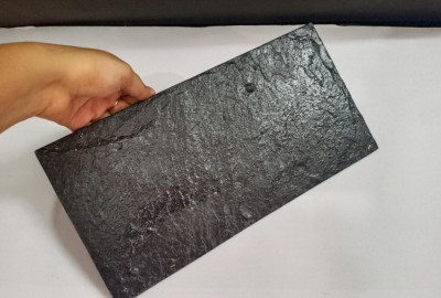 Unique Handicrafts Black Slate Handmade Platter 12x6 Inch 10-12 mm Thickness Shape -Rectangle (Black)(#1629)-gallery-1