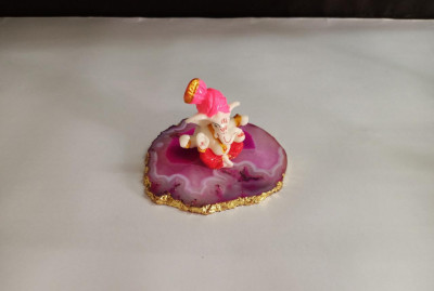 Unique Handicrafts Exclusive Blessing Lord Ganesha Ji On Agate Coaster with Gold foil Edges Show Unique Handicrafts Piece Figurine 3-4 x h-275 l Home Decor I Ganesha on Agate Plate showpiece(#1630)-gallery-3