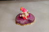 Unique Handicrafts Exclusive Blessing Lord Ganesha Ji On Agate Coaster with Gold foil Edges Show Unique Handicrafts Piece Figurine 3-4 x h-275 l Home Decor I Ganesha on Agate Plate showpiece(#1630)-thumb-1