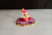 Unique Handicrafts Exclusive Blessing Lord Ganesha Ji On Agate Coaster with Gold foil Edges Show Unique Handicrafts Piece Figurine 3-4 x h-275 l Home Decor I Ganesha on Agate Plate showpiece(#1630) - Getkraft.com