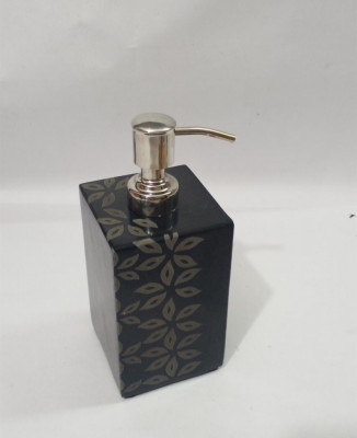 Unique Handicrafts Black Marble Hand Carved Name Liquid Dispenser Hand wash soapShampooLotion Dispenser for Bathroom Home Decor 3x3x5 (Floral Patter Hand Carved Black)(#1631)-gallery-6