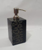 Unique Handicrafts Black Marble Hand Carved Name Liquid Dispenser Hand wash soapShampooLotion Dispenser for Bathroom Home Decor 3x3x5 (Floral Patter Hand Carved Black)(#1631)-thumb-1