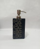 Unique Handicrafts Black Marble Hand Carved Name Liquid Dispenser Hand wash soapShampooLotion Dispenser for Bathroom Home Decor 3x3x5 (Floral Patter Hand Carved Black)(#1631)-thumb-2