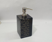 Unique Handicrafts Black Marble Hand Carved Name Liquid Dispenser Hand wash soapShampooLotion Dispenser for Bathroom Home Decor 3x3x5 (Floral Patter Hand Carved Black)(#1631) - Getkraft.com