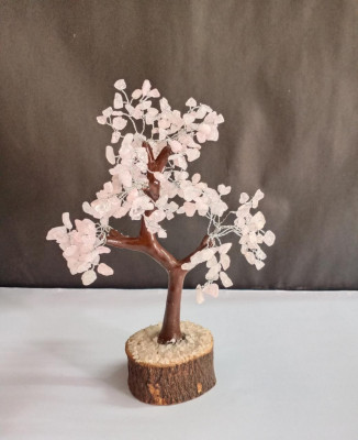 Unique Handicrafts Exclusive Blessing Natural Agate Gem Stone Bonsai Fortune Vastu Plant Sculpture Tree Good Luck Wealth Success Prosperity Home Office Table Decor Gift Item (White Quartz)(#1633)-gallery-2