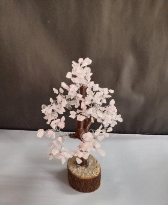 Unique Handicrafts Exclusive Blessing Natural Agate Gem Stone Bonsai Fortune Vastu Plant Sculpture Tree Good Luck Wealth Success Prosperity Home Office Table Decor Gift Item (White Quartz)(#1633)-gallery-5