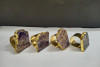 Unique Handicrafts Natural Agate Stone Gold Foiled Edges Napkin Rings Natural Shape Table Decor Housewarming Gift Set of 4-2 to 25 inch (Amethyst with Golden Ring)(#1637)-thumb-2