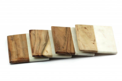 Unique Handicrafts Half Marble Coasters for Home Kitchen Office Desk Table Decor Set of 4 (4)(#1641)-gallery-2