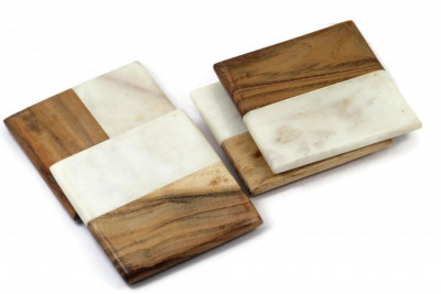 Unique Handicrafts Half Marble Coasters for Home Kitchen Office Desk Table Decor Set of 4 (4)(#1641)-gallery-3