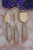 Unique Handicrafts Brass and Semi Precious Stone Agate Cheese Cutlery Length 23 cm (Pack-9)(#1643)-thumb-1