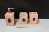 Unique Handicrafts Bathroom Accessory Set Natural Marble Agate Stone 1-2 inch Bath Accessories Set of 4 Includes Soap Dispenser Toothbrush Holder Tray Tumbler Bathroom Set(#1662) - Getkraft.com