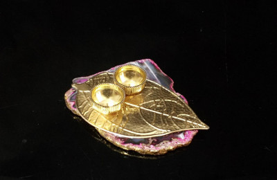 Unique Handicrafts Designer Agate Stone roli and chawal Platter Pooja Thali Kumkum Chawal Best Gifting Option Unique Look This Haldikumkumchawal Rakhi(#1666)-gallery-0