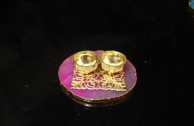 Unique Handicrafts Designer Agate Stone roli and chawal Platter Pooja Thali Kumkum Chawal Best Gifting Option Unique Look This Haldikumkumchawal Rakhi(#1669)-gallery-1