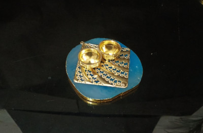 Unique Handicrafts Designer Agate Stone roli and chawal Platter Pooja Thali Kumkum Chawal Best Gifting Option Unique Look This Haldikumkumchawal Rakhi(#1670)-gallery-1