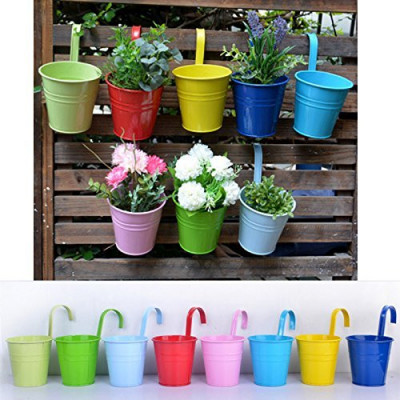 Hanging Colorful Bucket shaped Garden Planters(#1672)-gallery-1