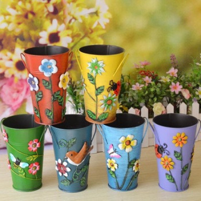 Multi colour Beautiful Embossed Designed Small Glass shaped Planters(#1675)-gallery-0