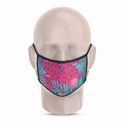 3 Layer Printed Protective Face Mask - Pack of 3 (Pink-Grey Brown-Purple)(#1700)-gallery-2