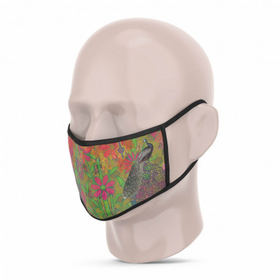 3 Layer Printed Protective Face Mask - Pack of 3 (Peacock-Greay Brown-Purple)(#1703)-gallery-3