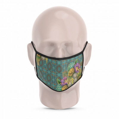 3 Layer Printed Protective Face Mask - Pack of 3 (Peacock-Sea Green-Pink)(#1706)-gallery-2