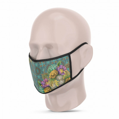 3 Layer Printed Protective Face Mask - Pack of 3 (Peacock-Sea Green-Pink)(#1706)-gallery-3
