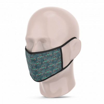 3 Layer Printed Protective Face Mask - Pack of 3 (Green-Vintage Car-Grey Brown)(#1709)-gallery-3