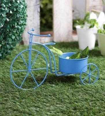 Red Black Blue Metal Cycle Plant Pot- Plant Container- Flower Pot(#1735)-gallery-1
