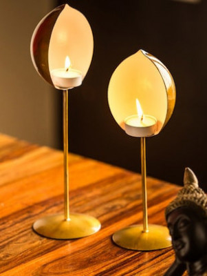 Half Oval shaped Set of 2 Votive Stand Candle Holder(#1758)-gallery-0
