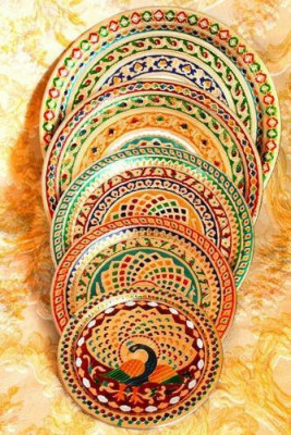 Stainless Steel Multicolor Designer Multipurpose Meenakari Pooja Thali Wholesale(#1873)-gallery-0