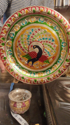 Stainless Steel Multicolor Designer Multipurpose Meenakari Pooja Thali Wholesale(#1873)-gallery-3