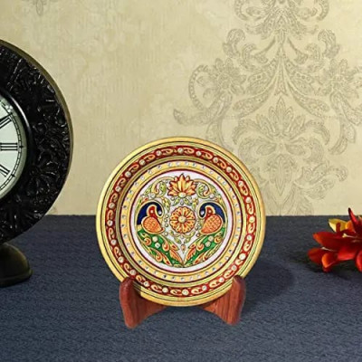 Flower Painted Marble plate(#1883)-gallery-1