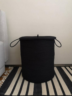 Cotton Basket with Lid(#1967)-gallery-1